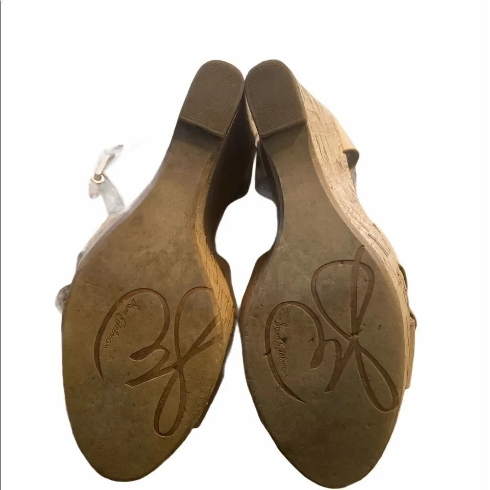 Sam Edelman Tan Leather wedged Heels Size 8.5M